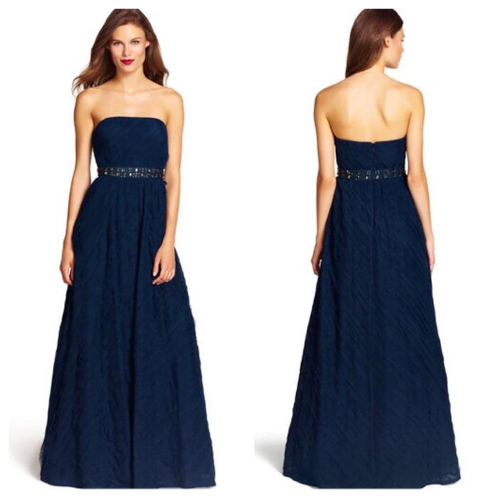 NEW ADRIANNA PAPELL Layered Ball Gown Maxi Dress STRAPLESS
